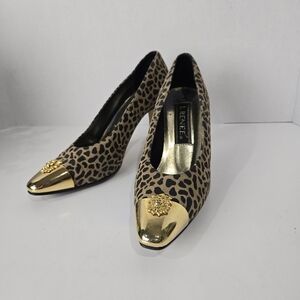 Leopard Print Gold Toe Vintage Heels
